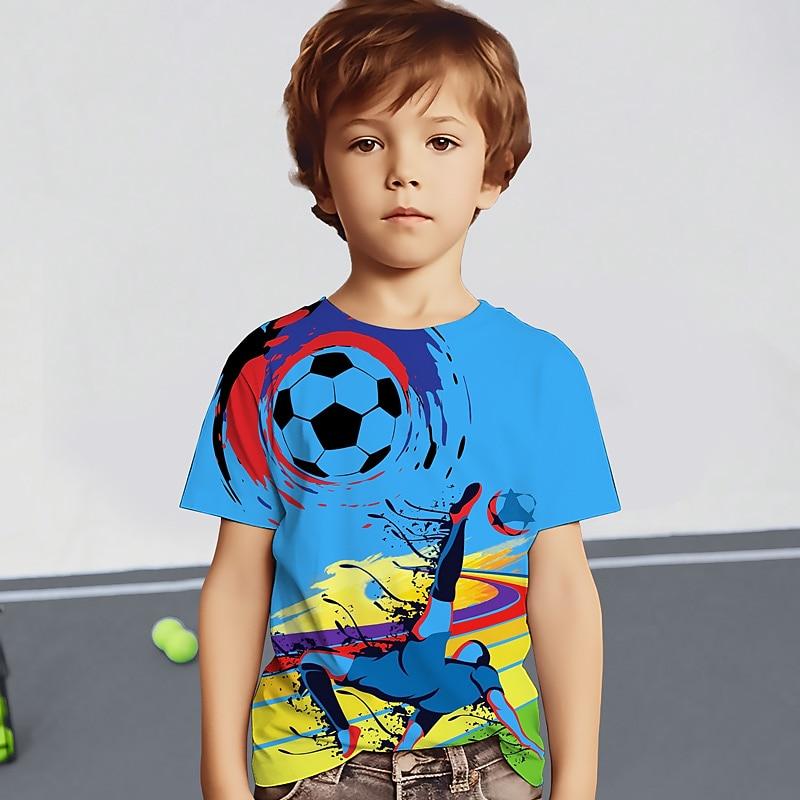 Boys 3D Graphic Football T Shirt Tee Short Sleeve 3D Print Summer Spring Active Sports Fashion Polyester
