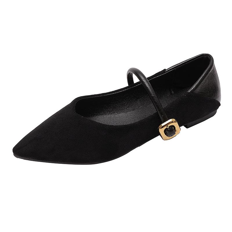 Leopard Print Pointed Mary Jane Shoes Women's 2025 Autumn New Flat-bottomed Large-size One-word Belt Two Wear Shallow Pointed Shoes