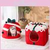 Plush Square Christmas Cat House Ideal For Winter Warmth And Comfort For Your Feline Friend
