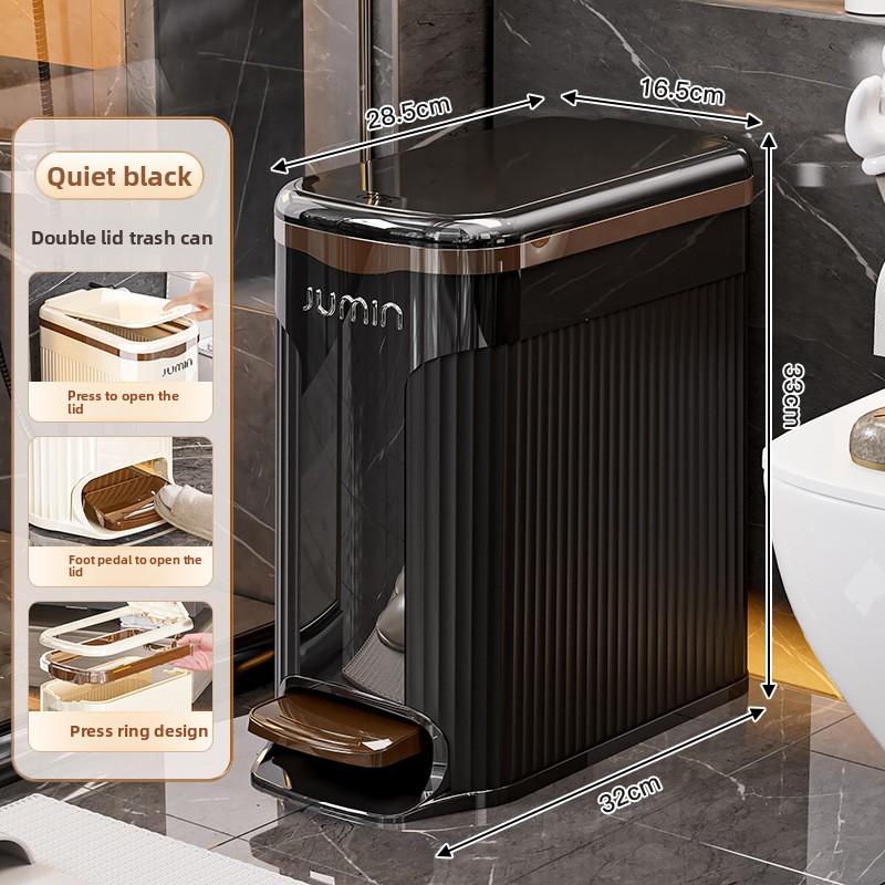 

Luxury Narrow Space Trash Can Foot Press Household Plastic Waste Bin for Bathroom Living Room