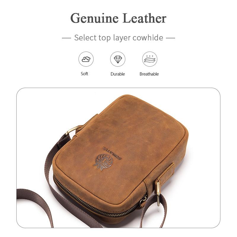 Genuine Leather Crossbody Bag, Single-shoulder Bag, Cowhide Crossbody Small Bag