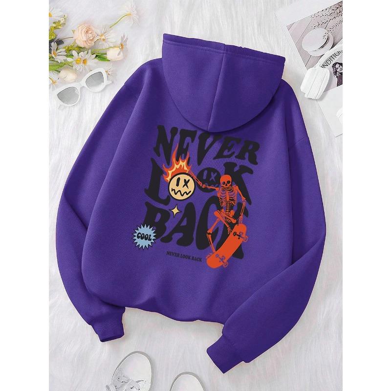 Never Look Back Creative Smile Skull Hoodies Women Warm Comfortable Sweatshirt Loose Hip Hop Street Clothes Loose Hoody Hoodies & Sweatshirts Women’s