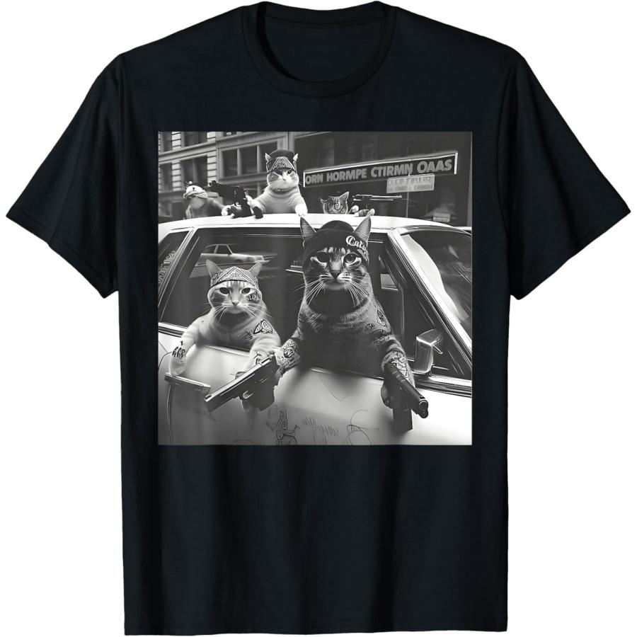 Cat Gang Funny Gangster Cats Street T-Shirt(1) S