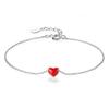 Beixi S925 Sterling Silver Red Heart Bracelet - Korean Style Sweet Peach Heart Women's Jewelry