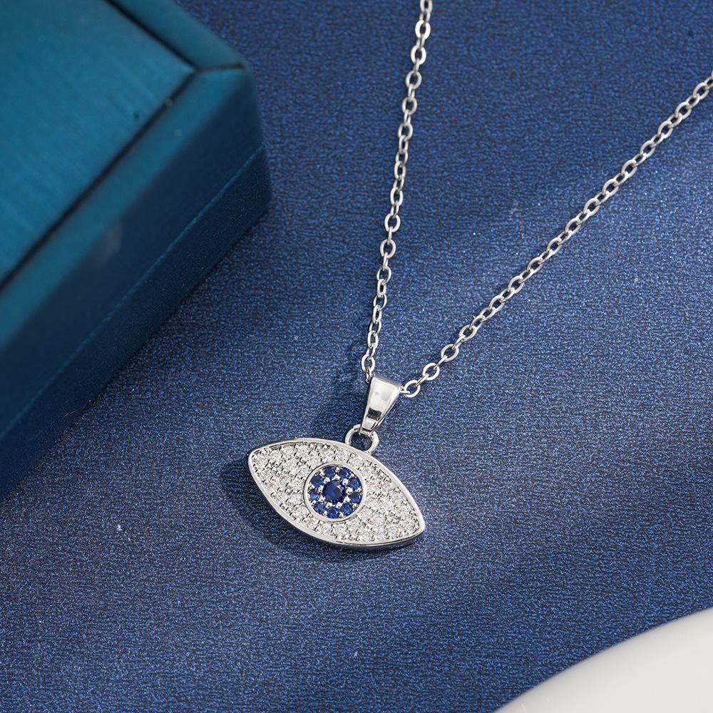 Gold Devil s Eye Zirconia Pendant Necklace with Adjustable Stainless Steel Chain