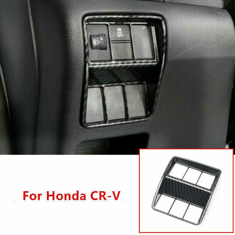 Carbon Fiber Headlight Adjustment Button Cover Trim For Honda CR-V CRV 2017-