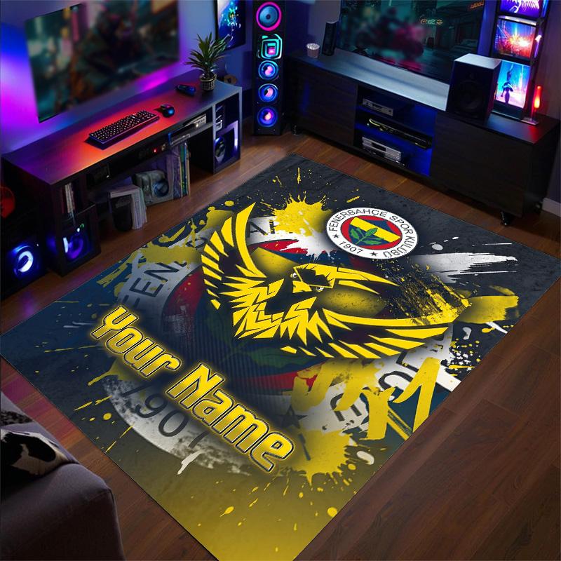 Crystal Velvet Rug Fenerbahçe FC Print Custom Name Text Floor Mat Home Decor