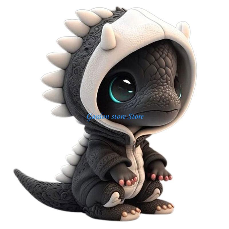 B0KB Garden Dinosaur Statue Indoor Outdoor Decor Mini Evil Dragon Sculptures Ornaments for Home Desktop Decoration Funny Gift