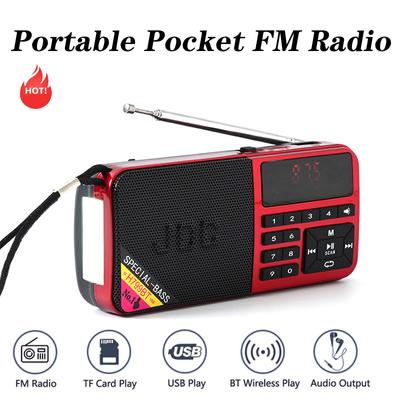 Bluetooth Hoparlör Radyo Mini Taşınabilir Cep FM Radyo USB MP3 Şarj Edilebilir Pil ile Yürüyüş İçin FM Radyo Alıcısı