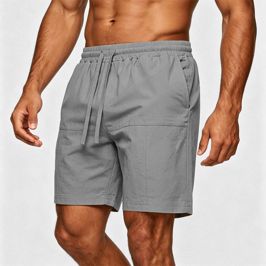 Men Linen Lightweight Breathable Shorts Drawstring Waist Relaxed Fit Elastic Casual Beach Fitness Shorts for Vacation Workout