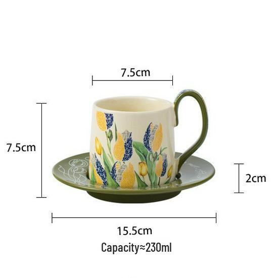 French-Inspired Tulip Tea & Coffee Ceramic Cup and Saucer Gift Set
