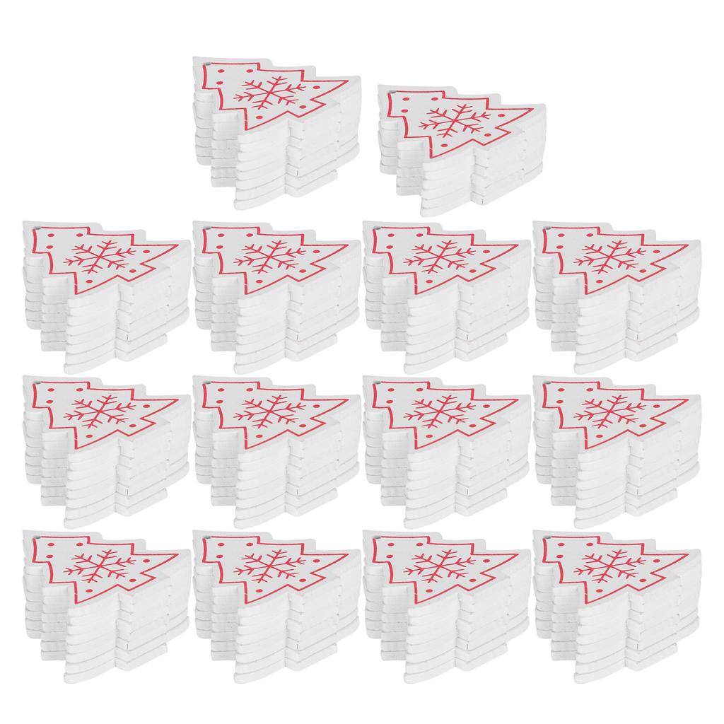 110Pcs Christmas Decorations Wood Chips Carving Christmas Tree Shape Wooden Crafts