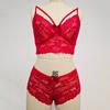 Ladies Large Size Underwear Set Lace Underwear 2-Piece Set V-neck Perspective Bra + High Waist Panties Sexy Women Underwear Set