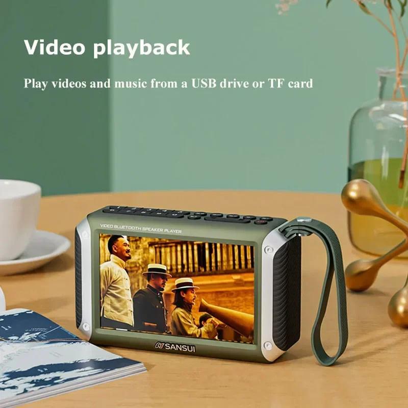 F53 4.3-inch LED Display Radio Wireless Bluetooth Speaker Portable FM Radio TF Card Slot MP4 Music Player Video