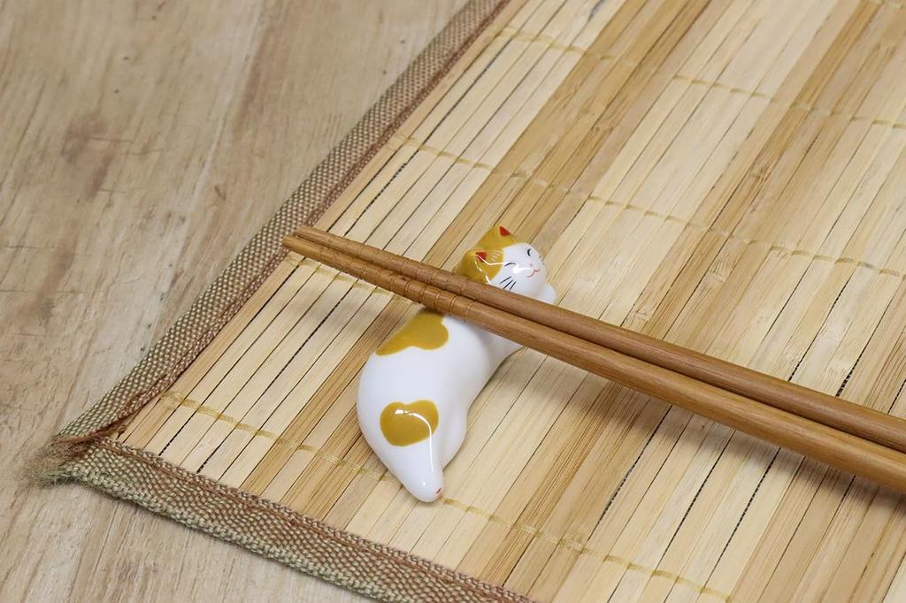 Yakushi Kiln Chopstick Rests, Set of 3, "Sleeping Cat