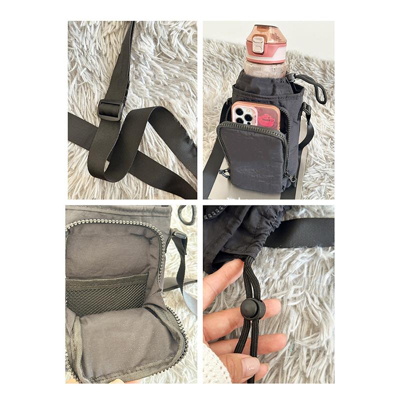Taška přes rameno na láhev s vodou Taška na hrnek s vodou Jednobarevná Nylonová Crossbody taška na telefon Venkovní přenosná taška přes rameno