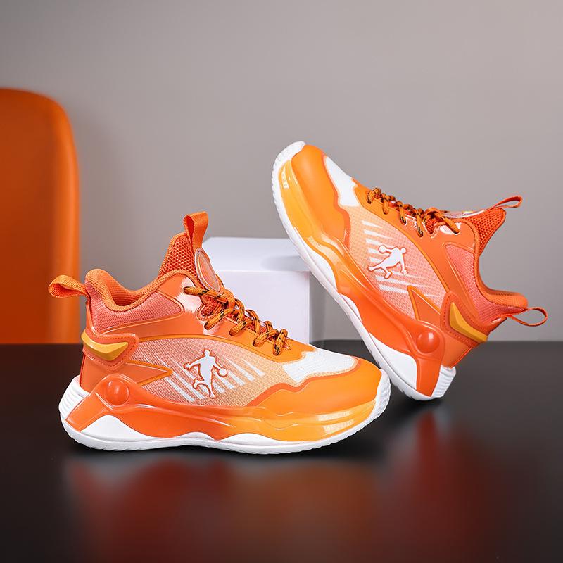 Children's basketball shoes 2025 autumn rotating button boys sports shoes medium and older children's actual basketball shoes entity