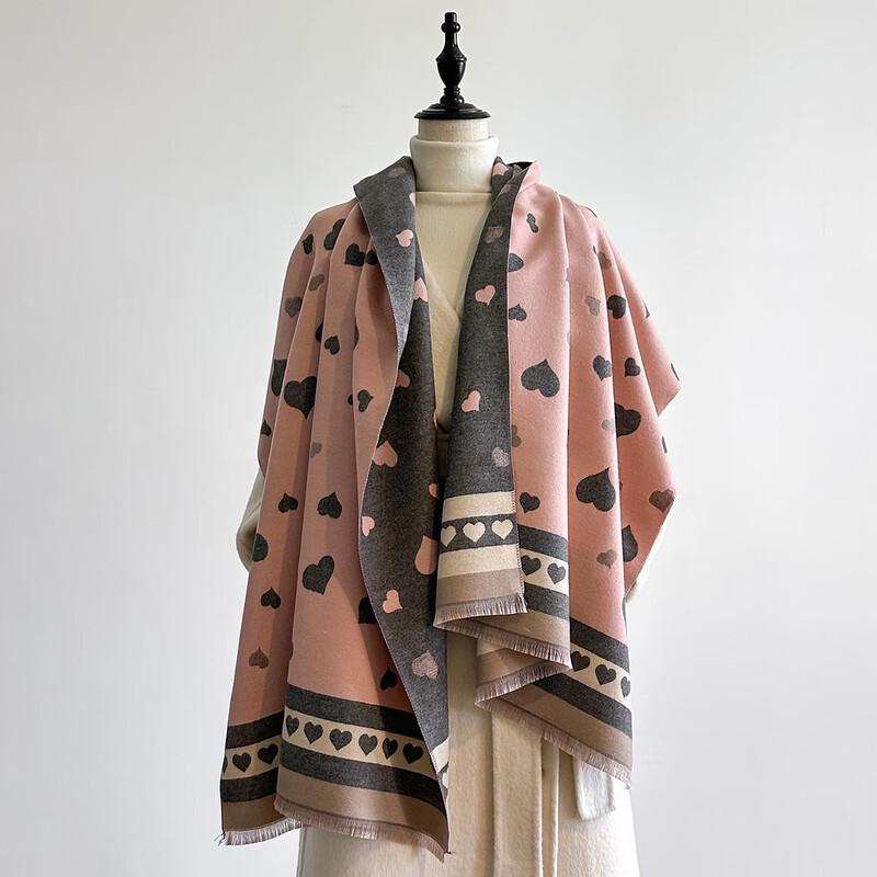 Cute Korean Style Double-Sided Heart Pattern Scarf