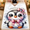 Flannel BlanketPenguin Warm Soft Throw Blanket for Indoor Sofa Bed Living Room Use
