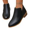 Women's Pointed Toe Chunky Heel Martin Boots, Side Zipper Thick Sole Leather Boots, Plus Size Fall Winter Shoes