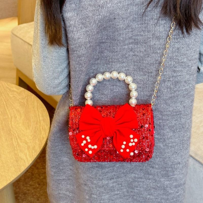 New Childrens Stylish Year Bag Adorable Pearl Chain Shoulder Crossbody Bag Girls For