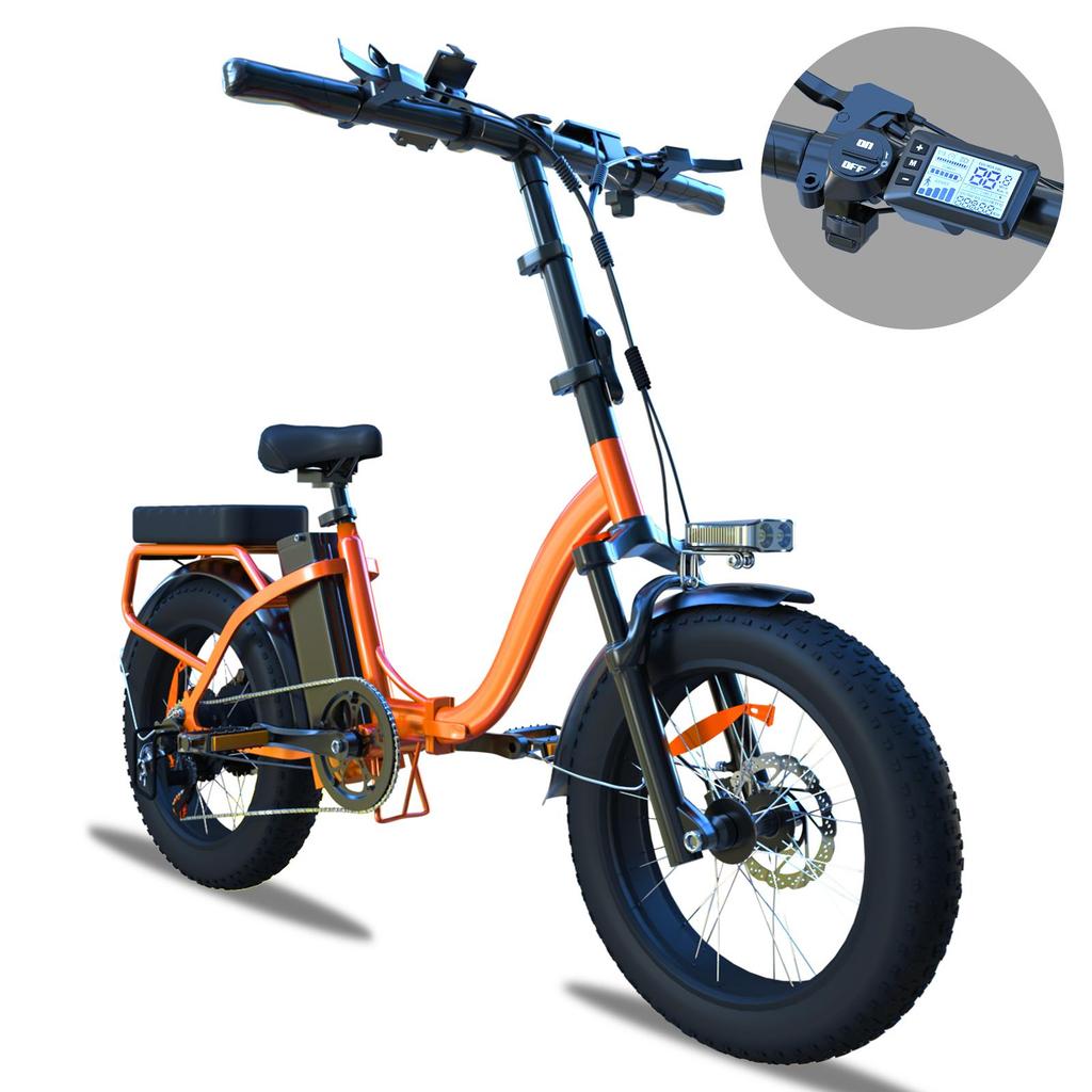 BLUVALL Z01 Foldable Electric Bike, 36V 13Ah Removable Battery, Shimano 7-Speed