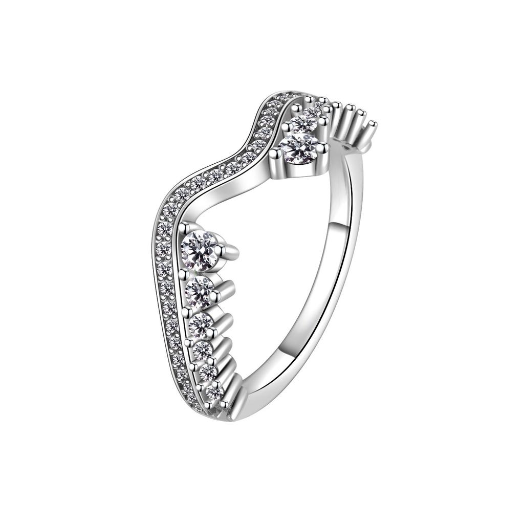 New 925 Silver Shiny Classic Square Crown Heart-shaped Ring Exquisite Luxury Charm Jewelry Holiday Surprise Gifts