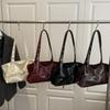 Soft Belt Buckle Retro Shoulder Bag PU Leather Solid Color Underarm Bag Korean Style Large Capacity Bowling Bag Autumn