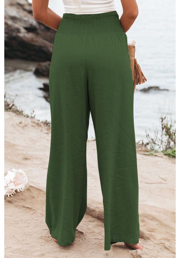 Women's Spring/Summer Cotton Linen Wide-Leg Elastic Waist Pants - Available in Various Colors