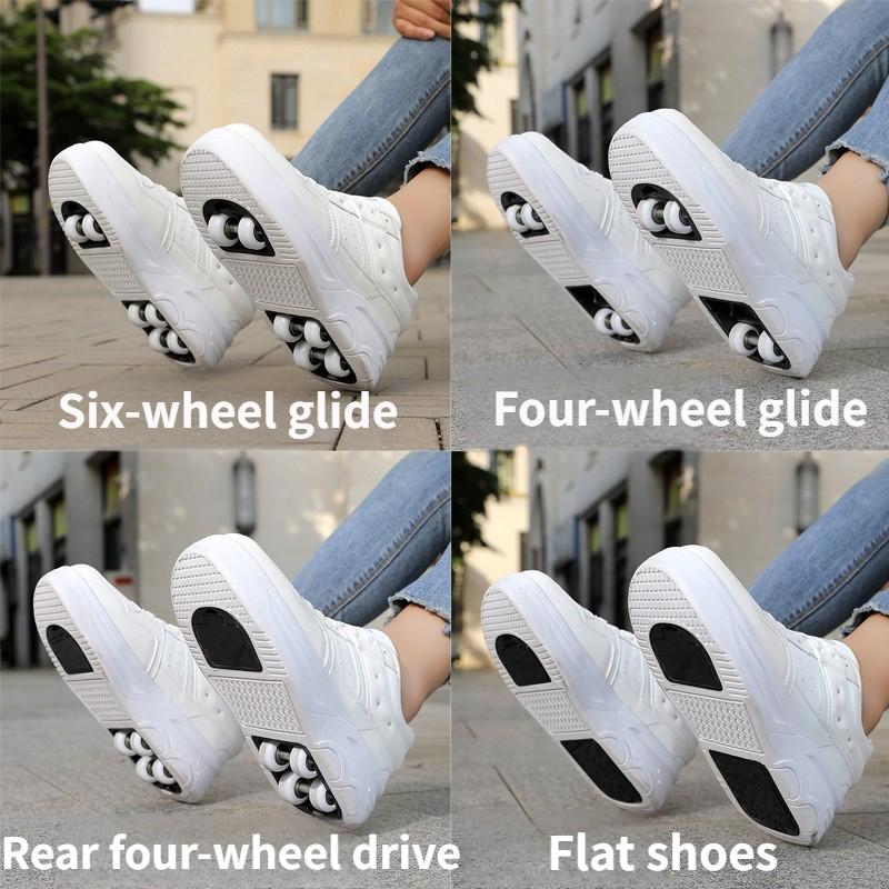 Student Roller Skates for Kids, 6-Wheeled Unisex Skates with Removable Wheels and Straps