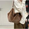 Korean Plush Tote Bag Fashion Leopard Print Handbag Simple Faux Fur Shoulder Bag Winter Women's Underarm Bag Casual Dumpling Bag