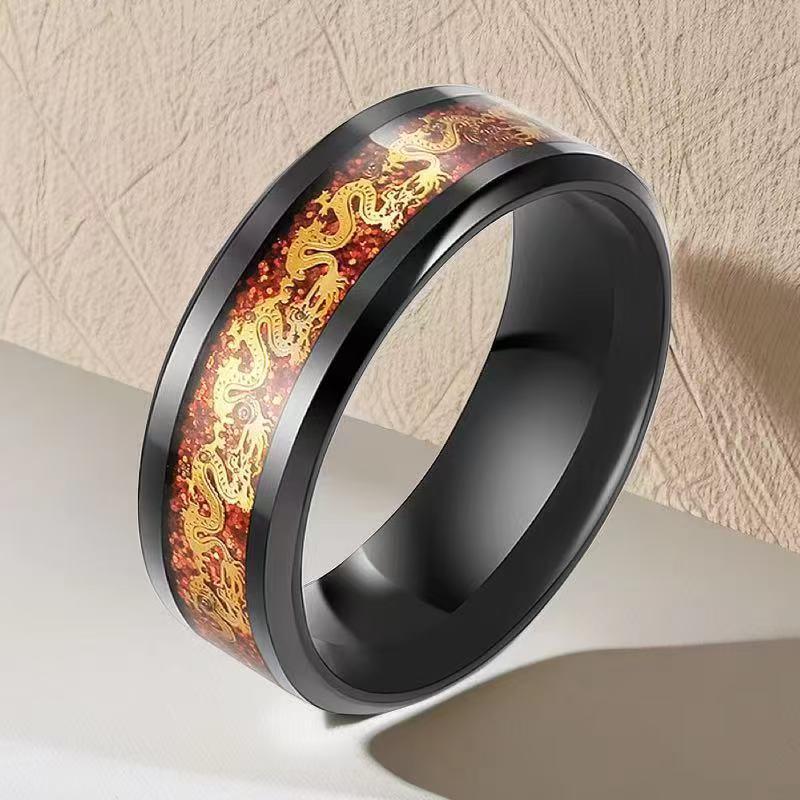 Men's 8mm Retro Titanium Steel Ring: Light Luxury, Niche Design