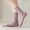 Neue Damen Socken Hohe Qualität Sommer Mode Lässig Lange Socken Einfarbige Koreanischer Stil Wellensaum Netz Atmungsaktiv Einfach Dünn