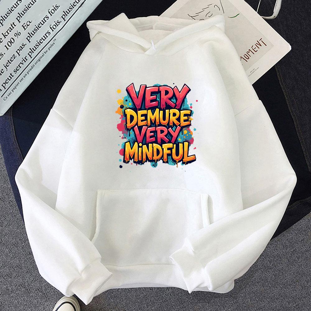 Very Demure Very Mindful Hoodies for Men Fashion Print Sweatshirts with Hooded Y2k Top Women Clothes Long Sleeved