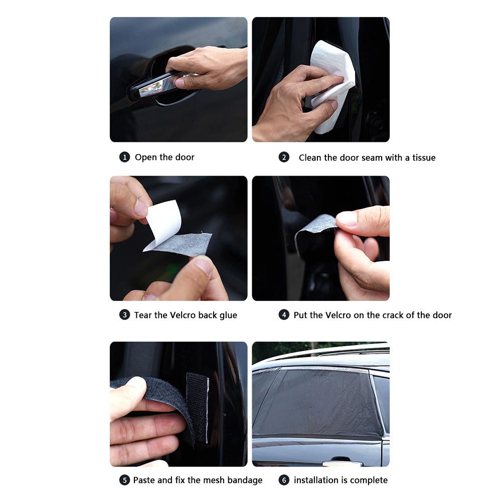 Uniwersalny zestaw osłon przeciwsłonecznych na boczne okna samochodu przód + tył siatka przeciw komarom osłona przeciwsłoneczna podwójna anty-UV auto