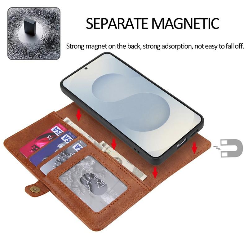 For Magsafe 2 in 1 Magnet Removable Wallet Flip Case For Samsung Galaxy S26 Ultra S22 S23 S24 S25 Plus Retro Leather Book Cover