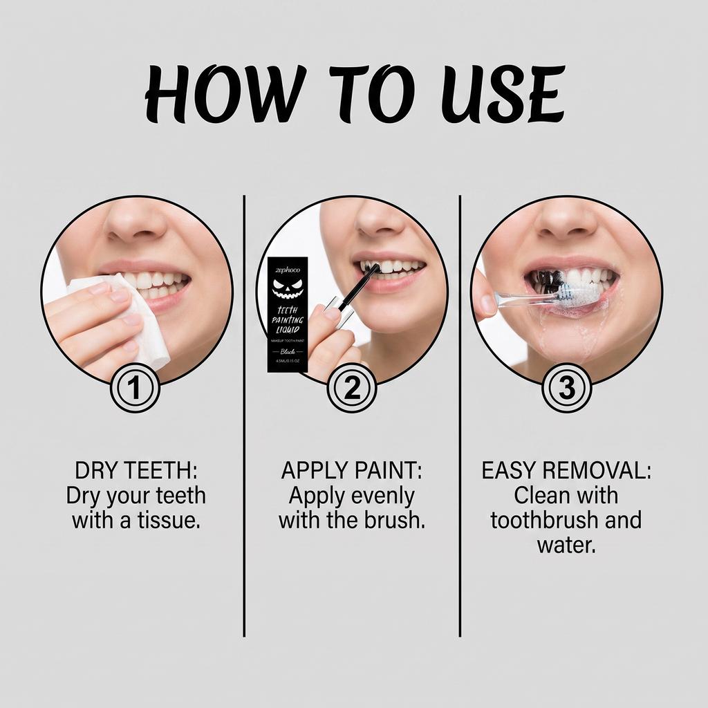4.5ml Teeth Painting Liquid, Smooth Application For Custom Designs, Good Adhesion, Easily Removed With Water Black&Red Tooth Paint