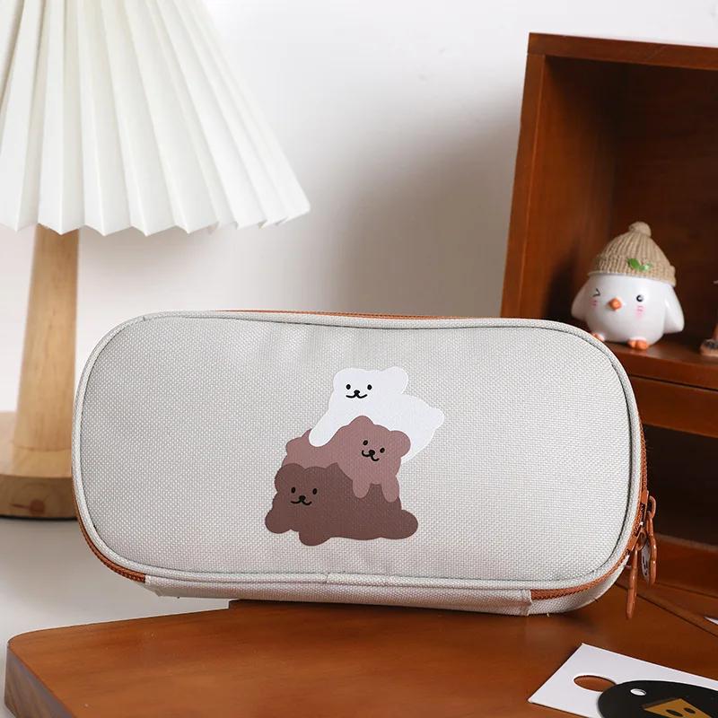 Large Capacity Pencil Bag Simple Creative In-Day Canvas Stationery Bag Girl Primary School Pencil Case Boy Pencil Case