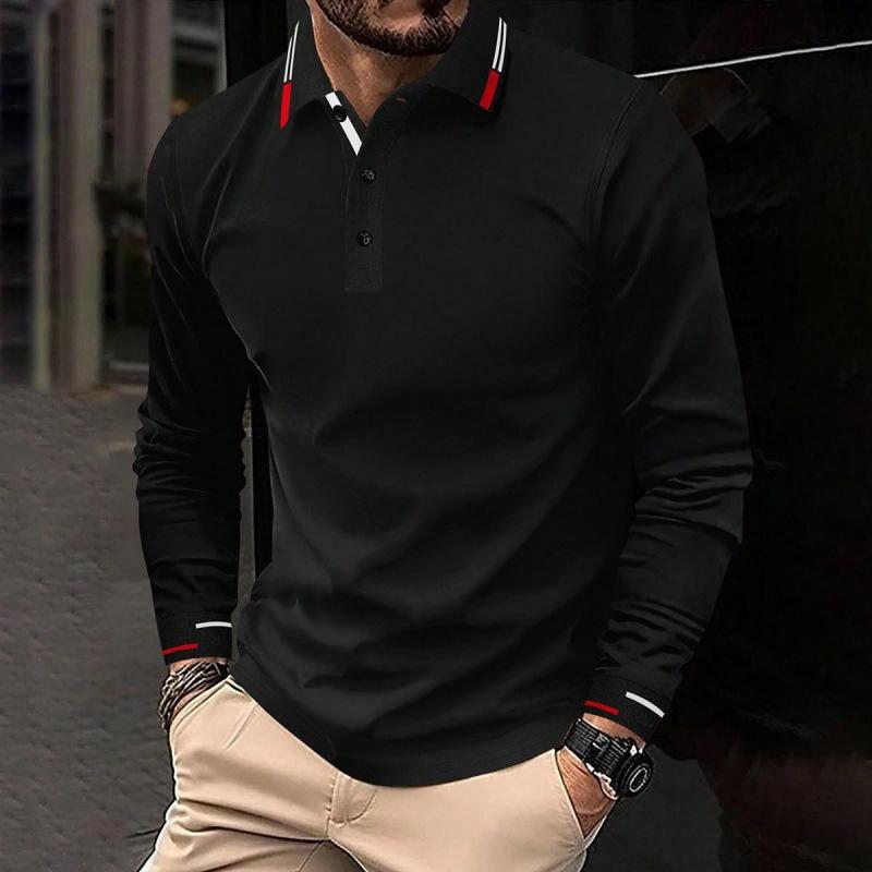 2026 New Men's Hot-selling New Long-sleeved POLO3D Digital Printing Simple Versatile Lapel Casual POLO Shirt