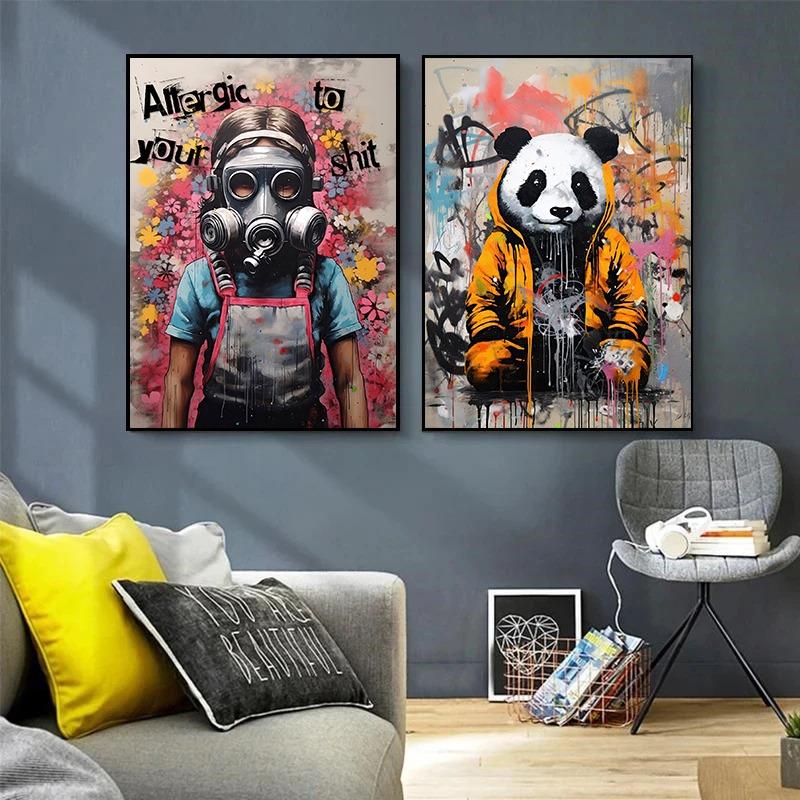 Pop Street Graffiti Veggkunst Banksy Gutt Jente med Ballong på Lerret Plakater og Trykk Maleri for Stue Hjemmeinnredning Gaver