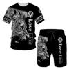 2022 sommer männer Casual Anzug Mode 2 Stück Set 3D Gedruckt Löwe Kurzarm T-Shirt Shorts Anzug Sportswear Casual shorts