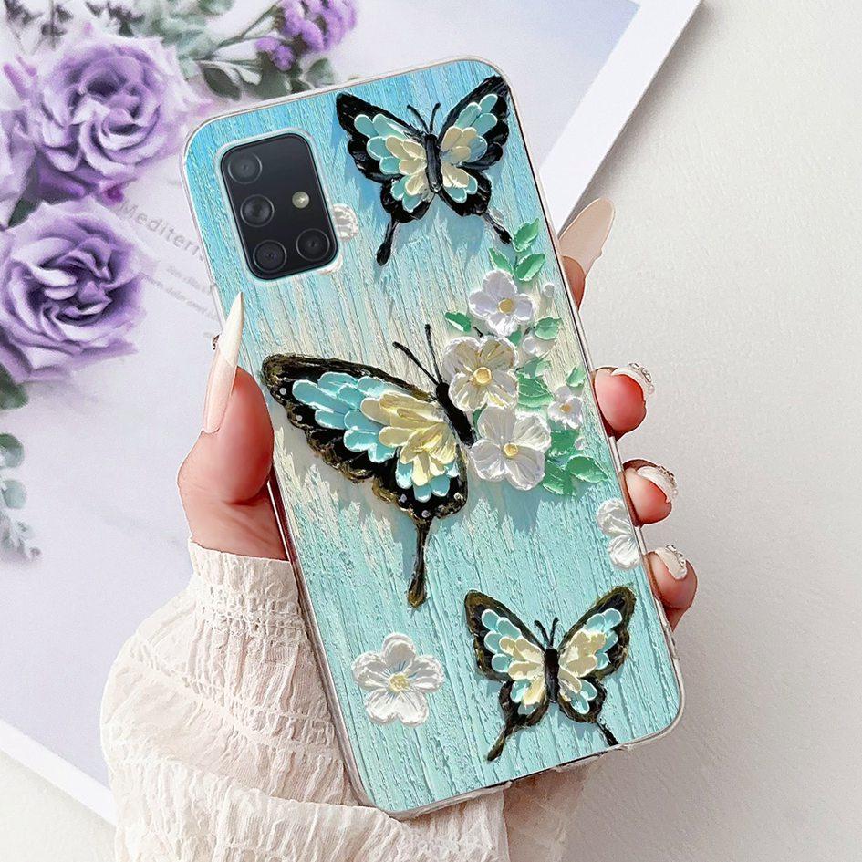 For Samsung Galaxy A71 Case SM-A715F Cover Fashion Butterfly Flower Soft Clear Silicone Phone Cover For Samsung A51 A 51 5G Capa