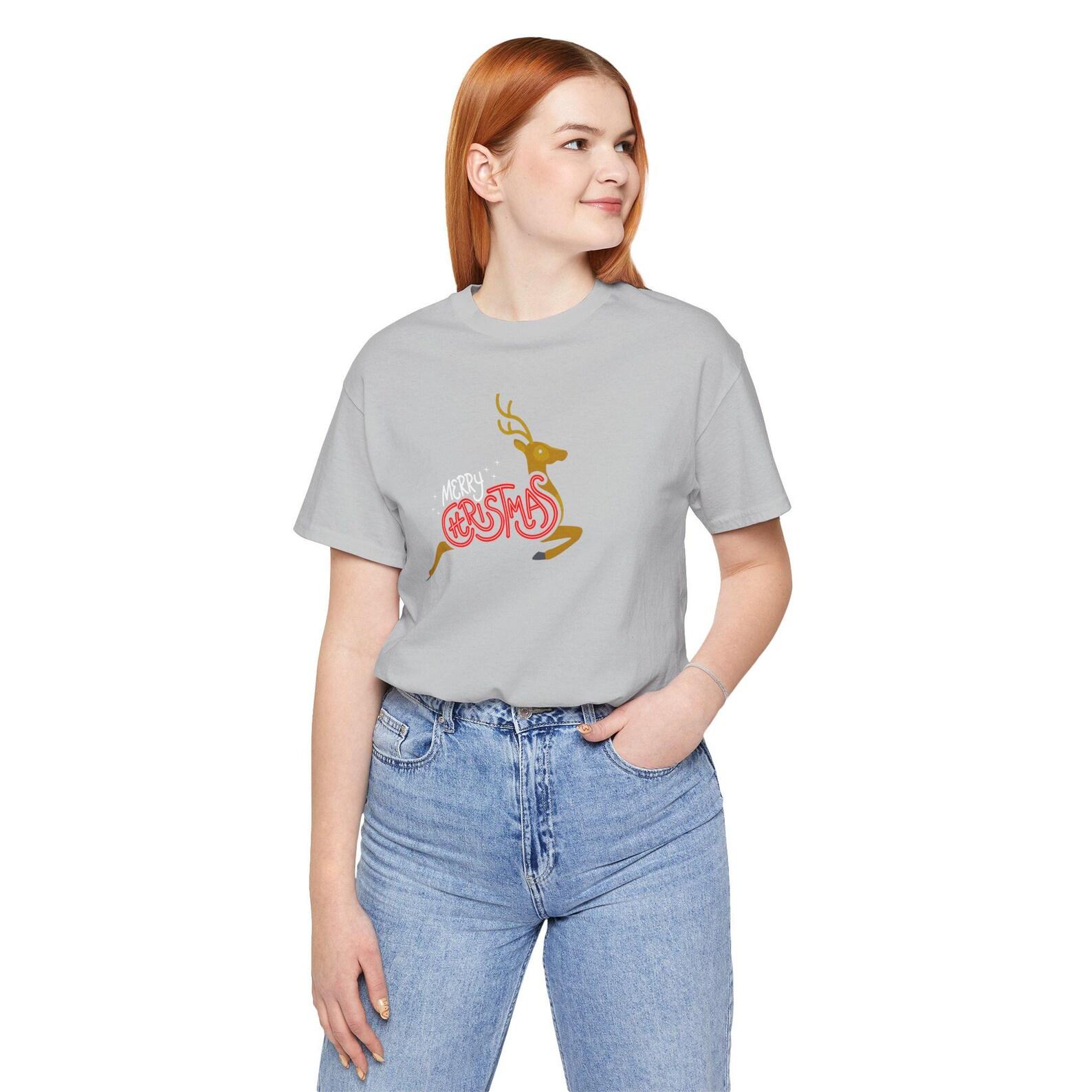 Christmas Deer Unisex Tee, Holiday Graphic Shirt 3XL