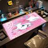 Pink Parisian Cat Large Mouse Pad Keyboard Mat Computer Desk Mat Non-Slip Rubber Bottom Computer Decor Item Office Use