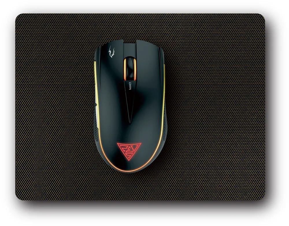 GAMDIAS Optical Gaming Mouse with Mouse Mat, Multi-Color Lighting, 4-Level Adjustable 1200-3200 DPI, and 6 Buttons (ZEUS E2)