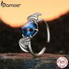 BAMOER Genuine 925 Sterling Silver Devil Eye Open Ring for Women Silver Finger Ring Vintage Punk Ring Fine Jewelry Gift