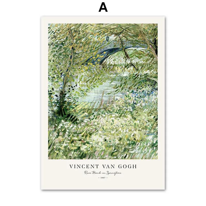 

Abstract Landscape Wall Art, Canvas Painting, Posters and Prints, Pictures for Living Room, Home Decor, Van Gogh Leaves, Van Gog 21x30cm No Framed