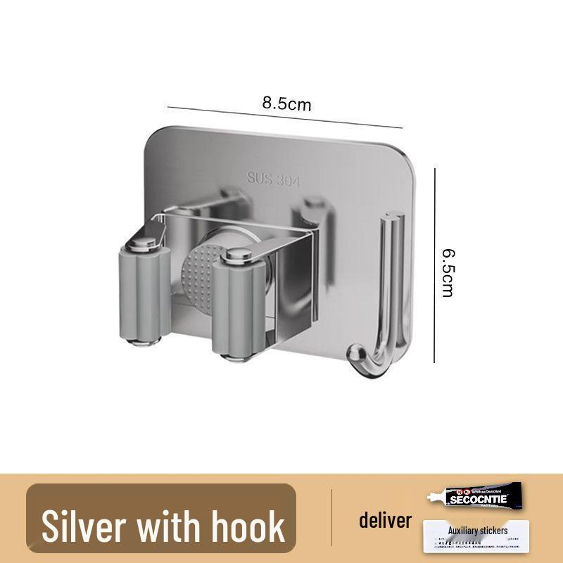 Stainless Steel No-Drill Multi-Function Wall-Mounted Mop and Broom Rack