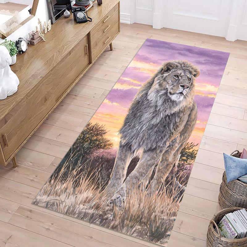 

Lion Pattern Runner Rug Modern Home Decor Animal Print Hallway Carpet Soft Non-slip Floor Mat for Corridor Living Room Bedroom 40X120CM