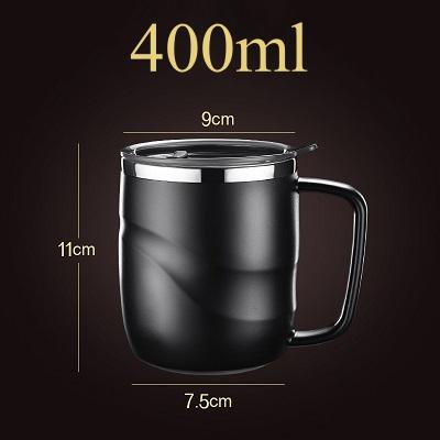 

400ml Insulated Coffee Mug with Sliding Lid Vacuum Travel Mug with Handle Camping Tea Flask for Hot Cold Drinks Bar Tool 400ml чёрный